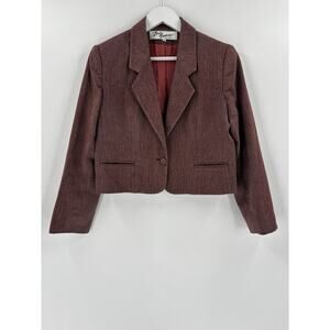 Bert Newman Vintage Blazer Jacket Womens 12 Petite Red Single Breasted 70s 80s